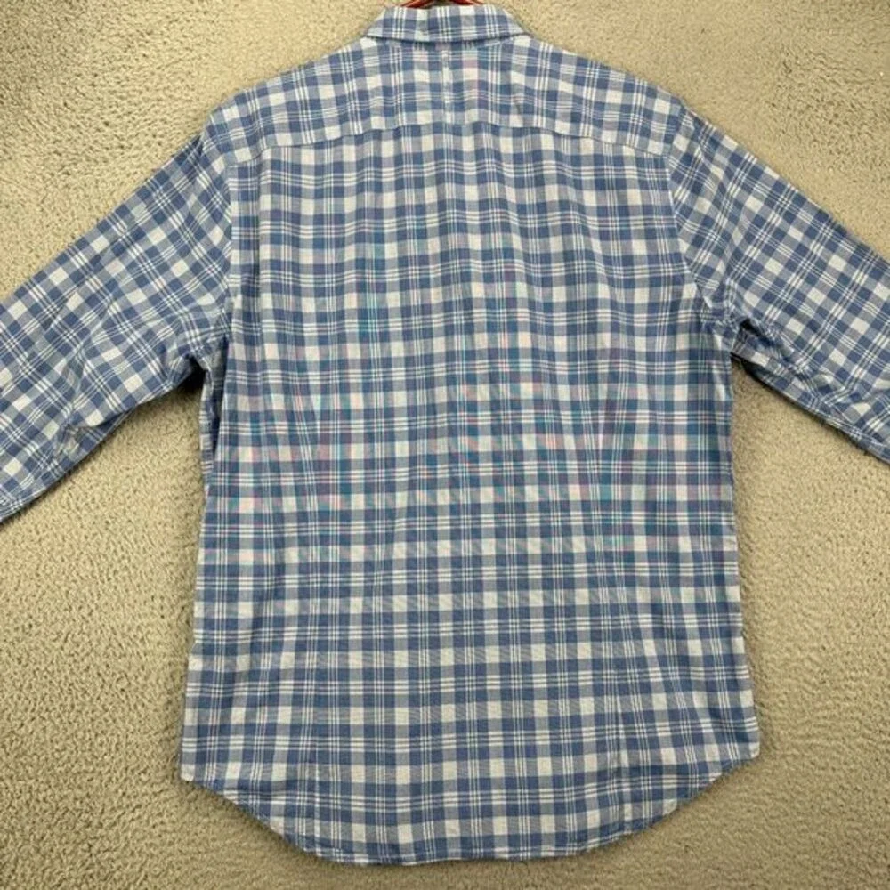 Banana Republic Grant Fit Button Up Shirt Adult Large Blue Plaid Casual Mens